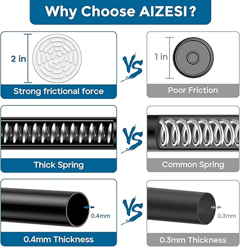 Miniatura 4 de AIZESI Barra de cortina de tensión de 32 a 64 pulgadas, sin taladro, barra de cortina con resorte, 4 tamaños en 1, barra de ducha ajustable para