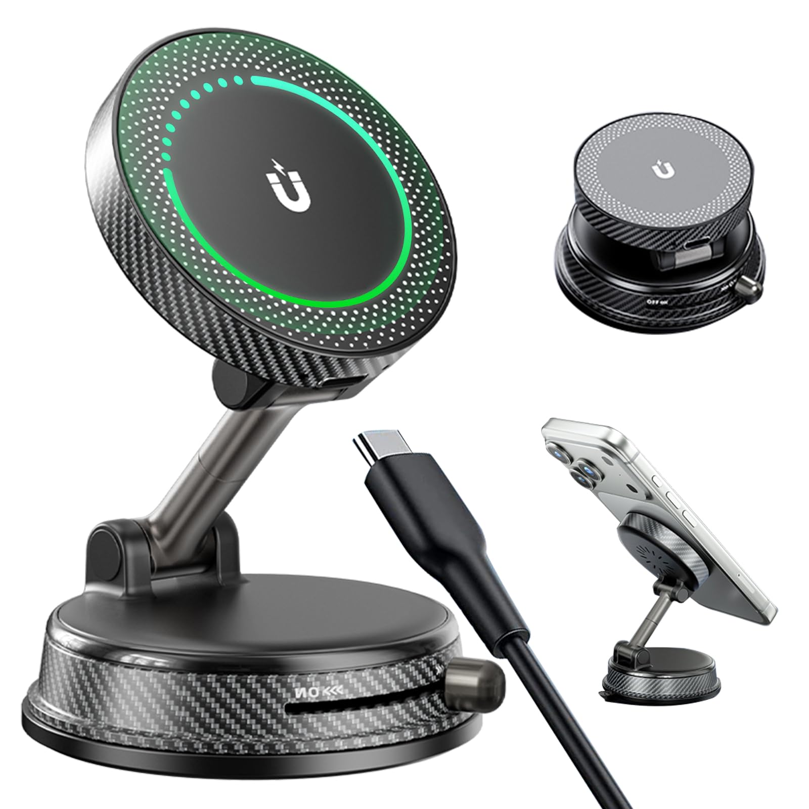 360 Adjustable Radio Magnetic Suction Phone Holder for iPhone 17 Pro Max 16 15 14 13 12 Air