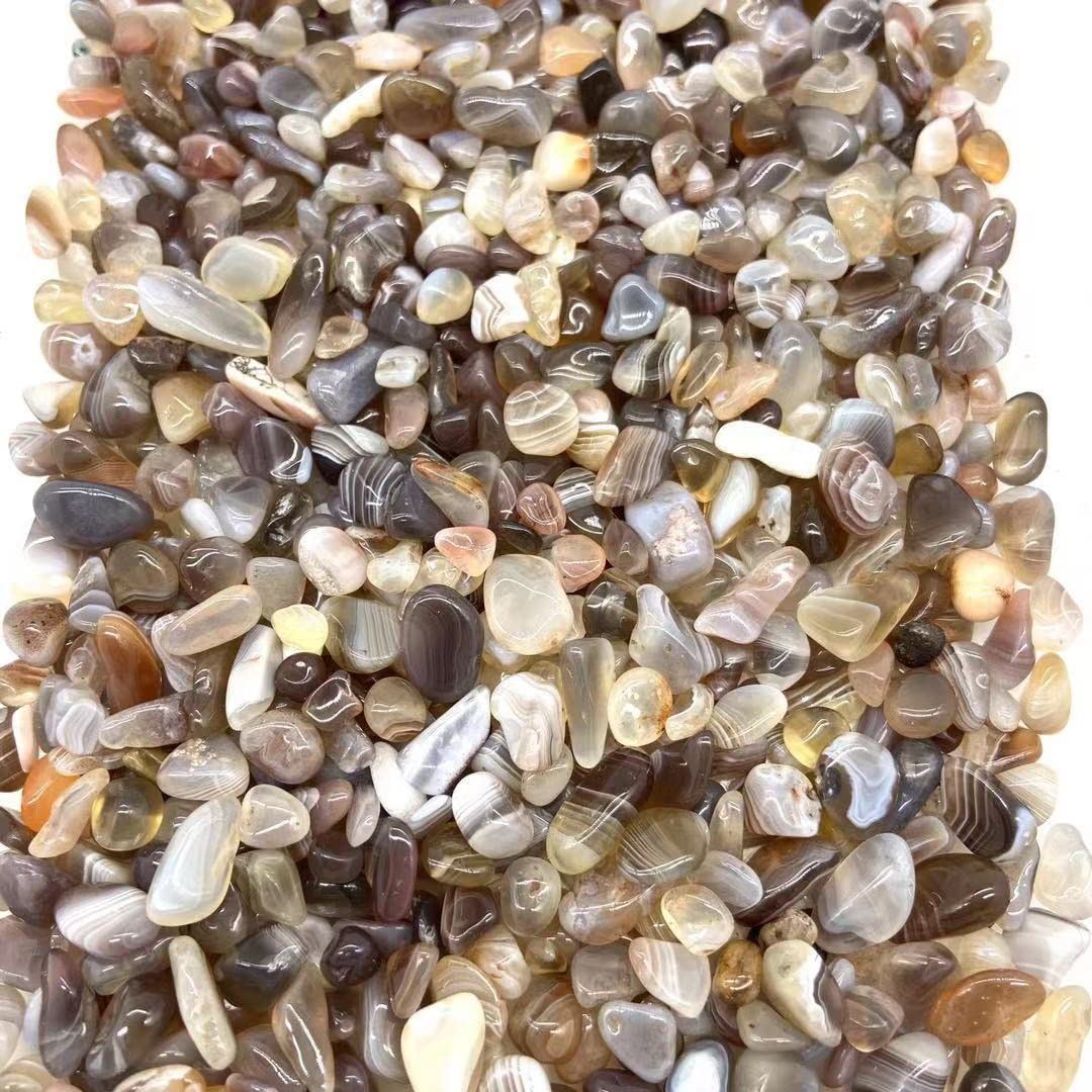 Agate du Botswana de qualité supérieure : éclats de minéraux polis 5-7mm 100g