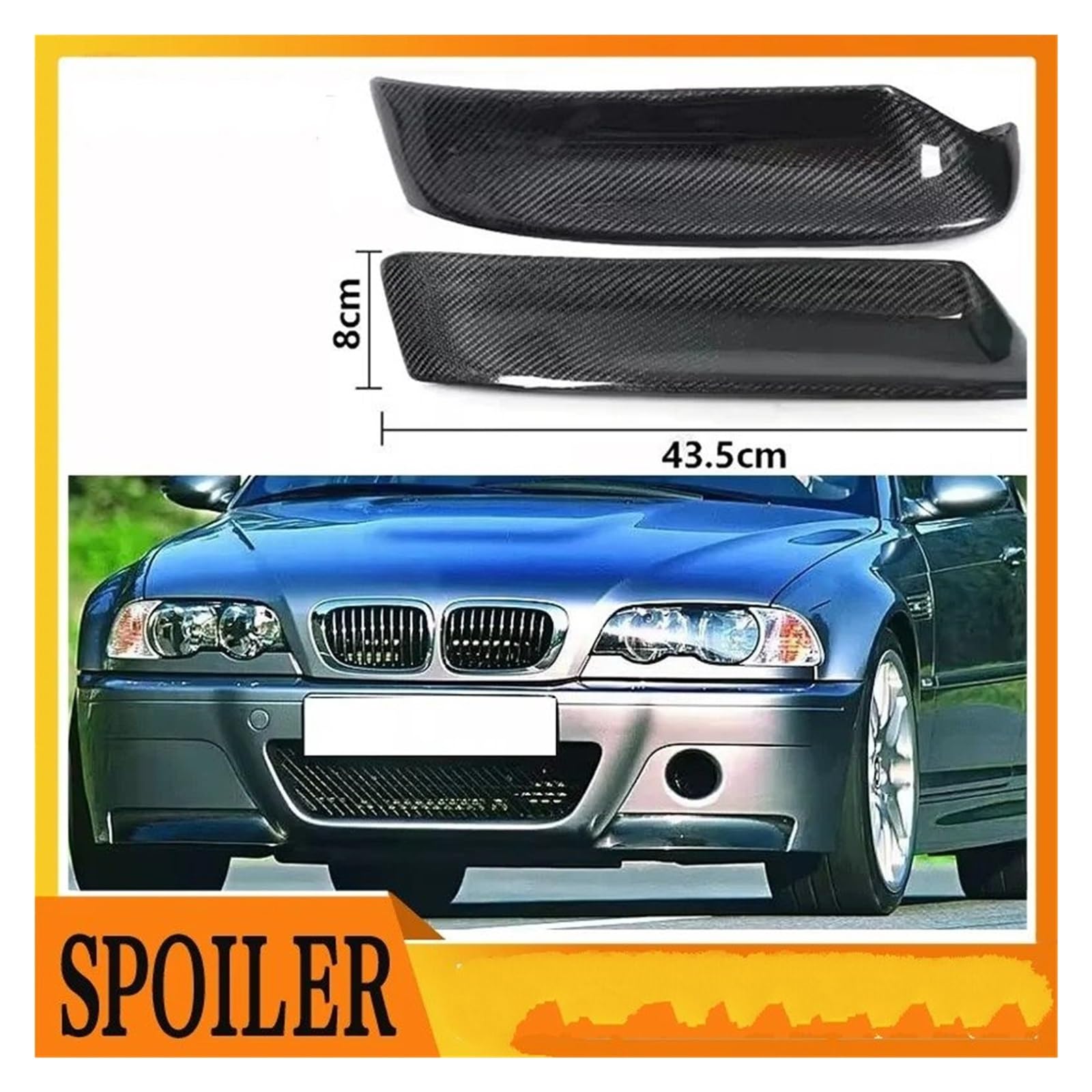Auto Frontlippe Für E46 Für M3 1999-2006 Auto Frontstoßstange Splitter Diffusor Spoiler Splitter Lippenschutz Lippe Kohlefaser CSL Style 2 Paar Stoßfängerlippe Vorne(Unpainted Primer)
