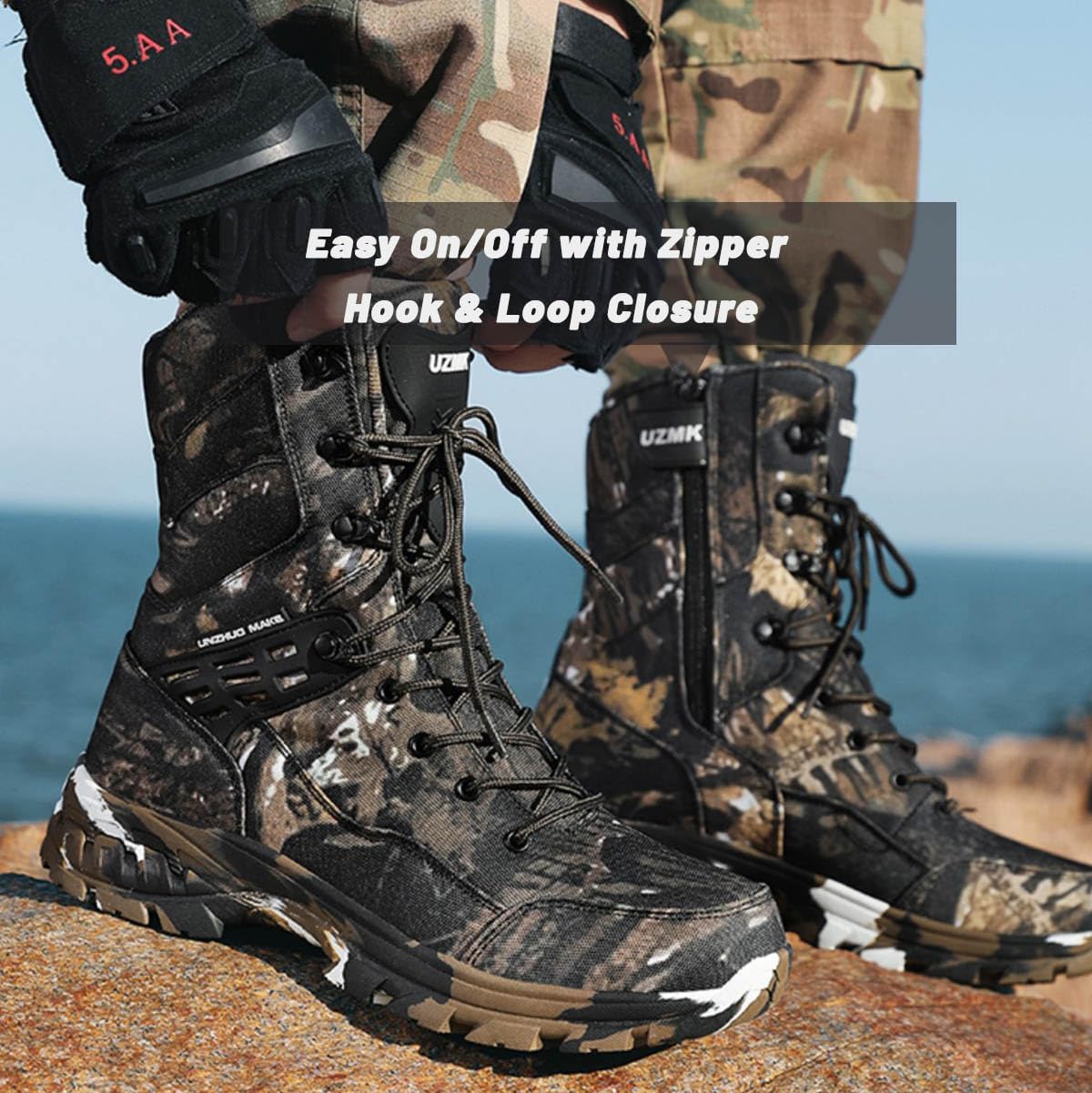 Men’s Tactical Boots Lightweight : Military Work Boots Breathable for Outdoor Hiking