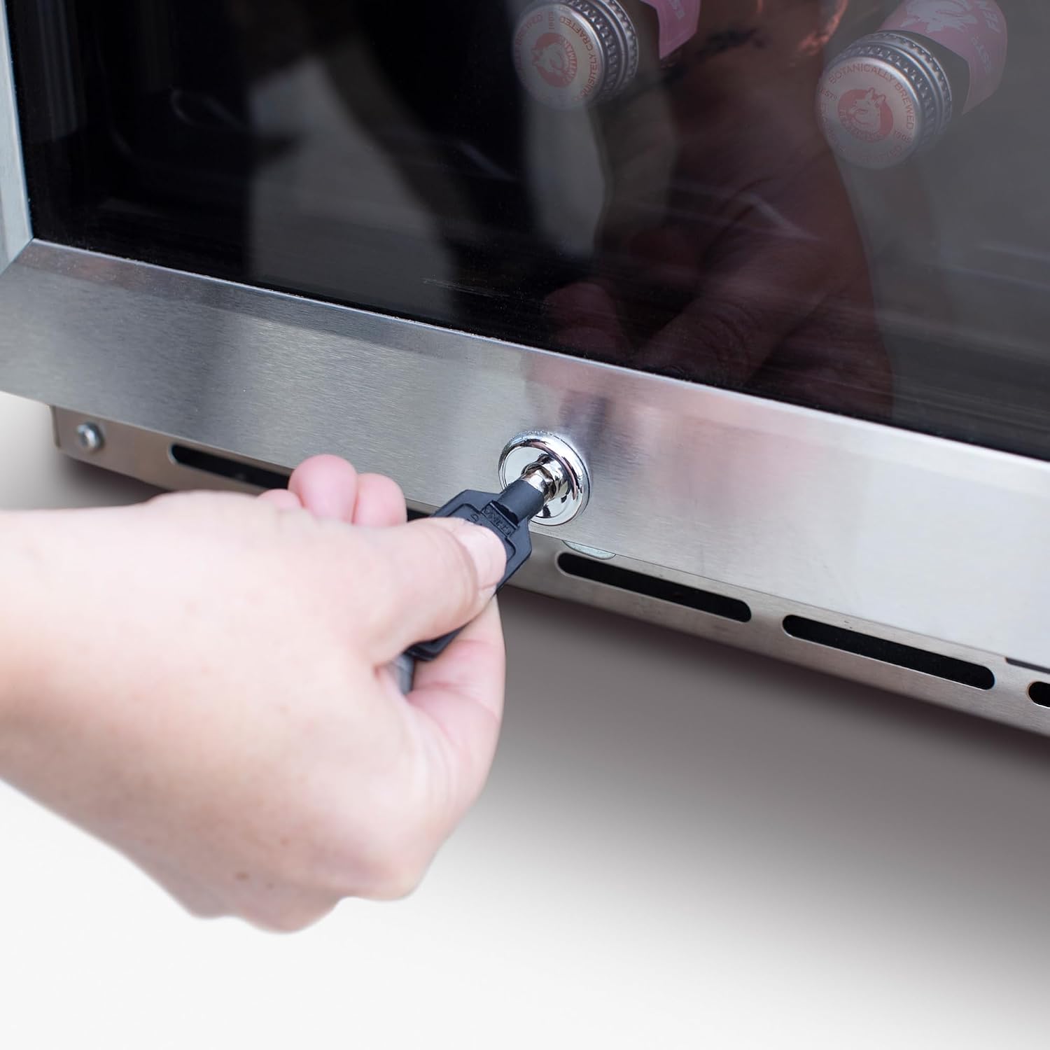 AMD Direct 15-Inch 3.2 Cu Ft Wine Cooler Refrigerator, Built-In Outdoor Rated Wine Fridge with Digital Temperature Control, Stainless Steel Glass Door for Residential Use