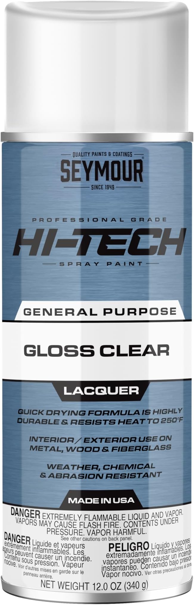 Seymour 16-821 Hi-Tech Lacquers Spray Paint, Gloss Clear with UV Resistant