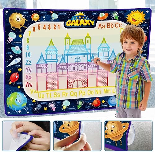 Miniatura 19 de Jasonwell - Tapete de dibujo mágico extragrande de 31 x 31 pulgadas, tapete para dibujar y colorear, juguetes educativos, regalos para niños y niñas