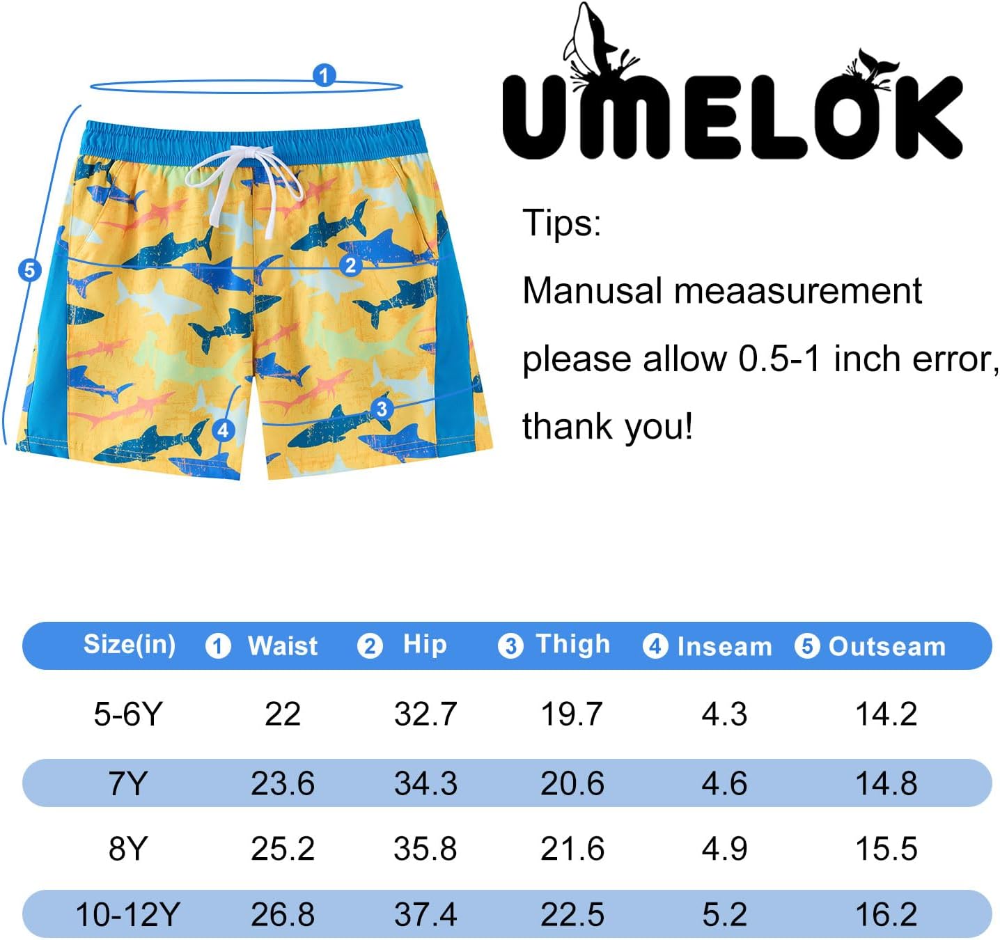 UMELOK Boys Swim Trunks with Compression Liner Kids Stretch Quick Dry Swimming Shorts - Image 7