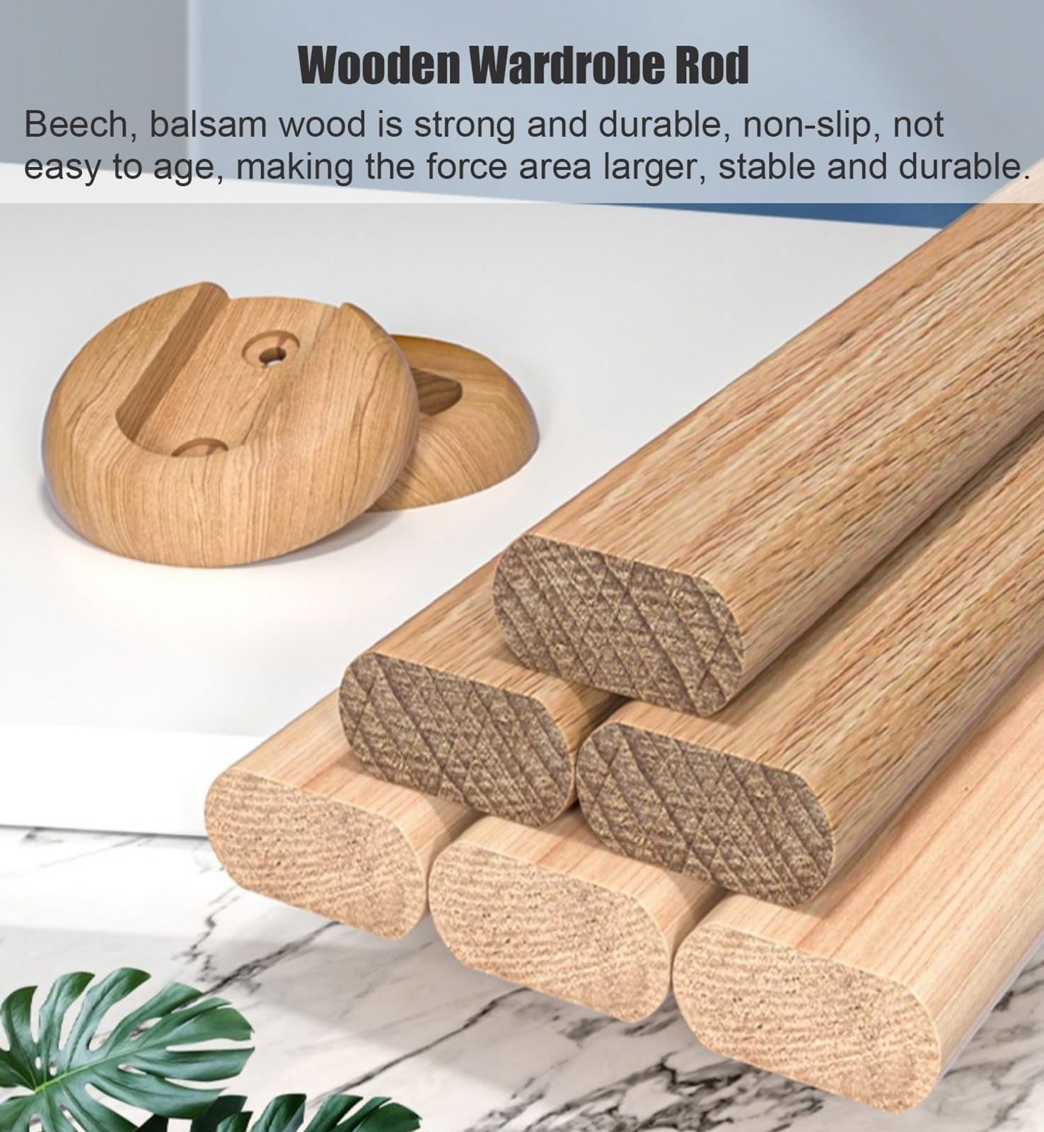 Garderobenstange Kleiderschrank Schrank Stangen, Schlafzimmer Balkon Schrank Wandhalterung Holz Kleiderstange, Zum Aufhängen von Kleidung Pflanzer Halsketten Schals Tasche ( Color : A , Size : 60cm(23