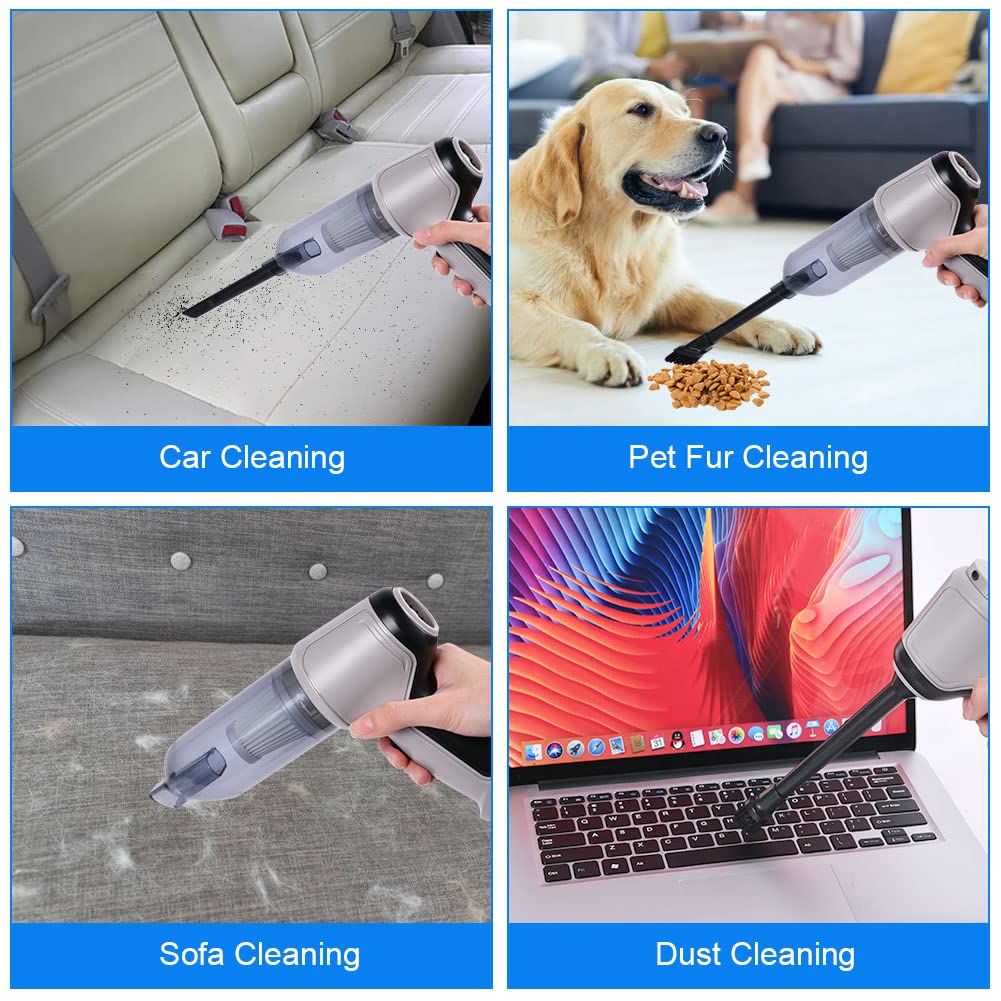 SUITU Handstaubsauger Akku Autostaubsauger,3 in 1 Handstaubsauger Akku Hand Stark Mini Staubsauger Auto Kabellos,USB aufladbar Tragbar Leicht Handsauger für Tisch Tastatur PC
