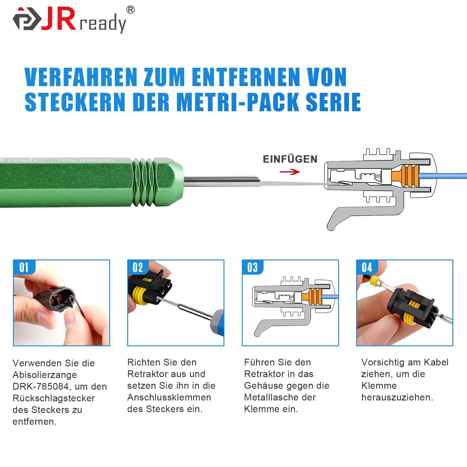 JRready ST5211-05 5PCS Auspinnwerkzeug Kit For Weather-Pack Metri-Pack Serie Steckverbinder Deutsch DT DTM DTV DRB DRCP Und Strike Serie Stecker Trminals Tool Kit Einbeziehen DRK 785084 Amp 1.5mm