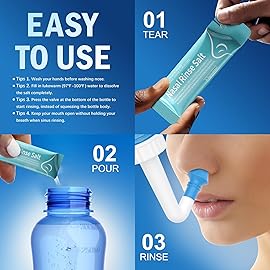MAOEVER 100 Saline Packets, Neti Pot Salt Packets, Individually Wrapped Saline Packets for Neti Pots, Nasal Irrigation, and Squeeze Bottles & Sinus Relief | Sinus Care (Green, 100)