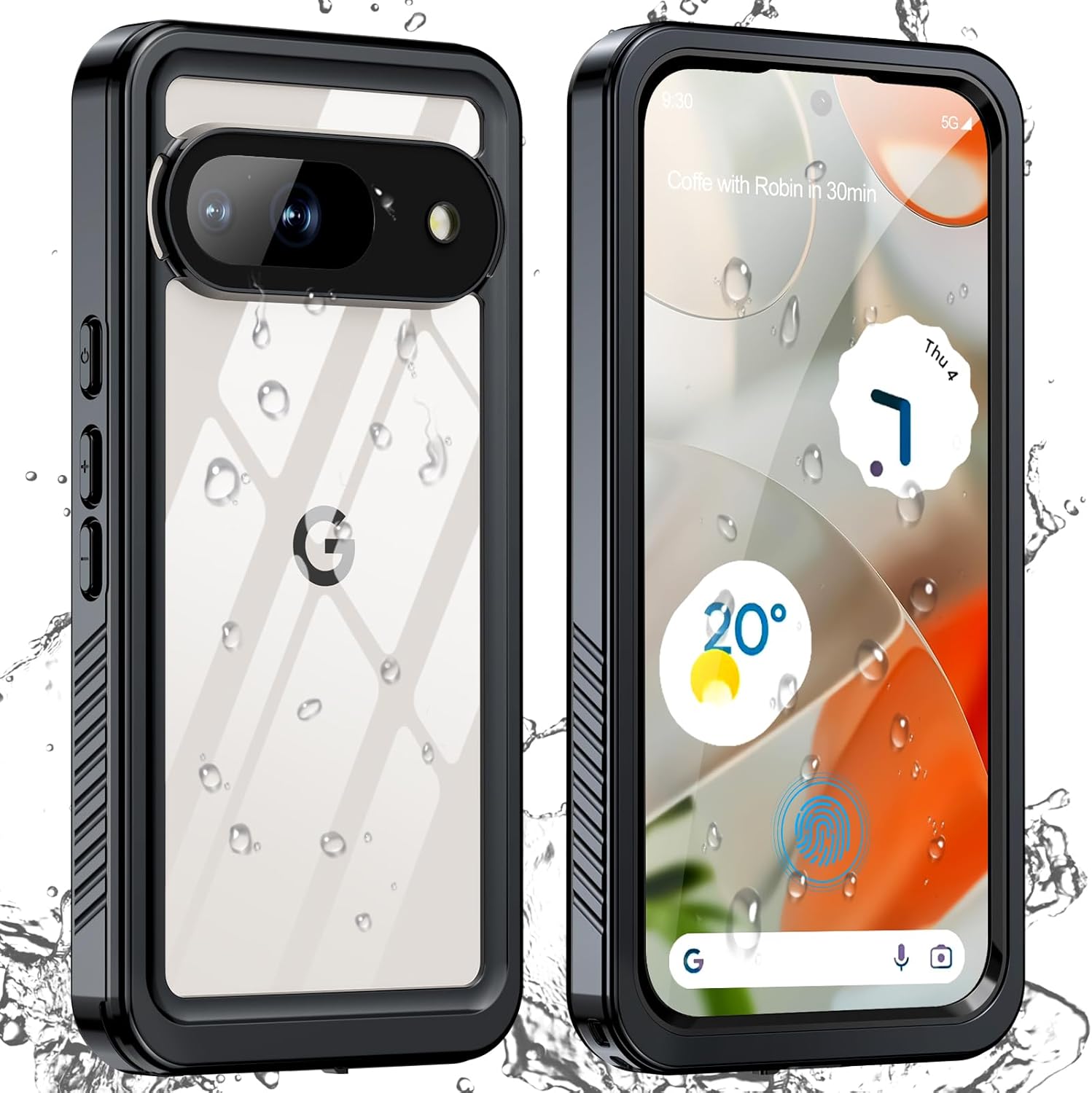 GOLDJU for Google Pixel 9 Case, [IP68 Waterproof] Case [Dustproof] with [Built-in Screen Protector], [10FT Military Fully Body Shockproof] Phone Case for Google Pixel 9(2024)-Black