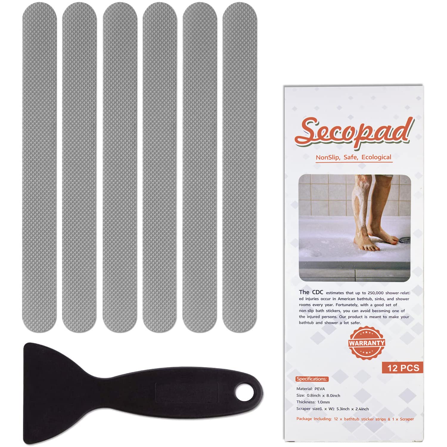Anti Slip Shower Stickers, Safety Bathtub Strips Adhesive Decals with Premium Scraper for Bath Tub Shower Stairs Ladders Boats