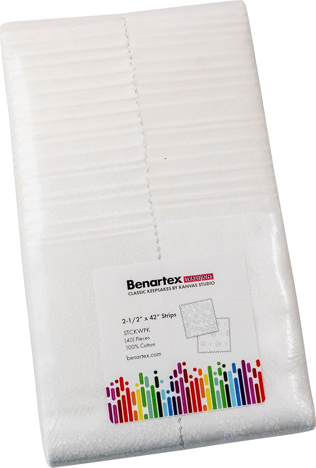 Kanvas Studio Classic Keepsakes White Strip-Pies 40 2.5-inch Strips Jelly Roll Benartex