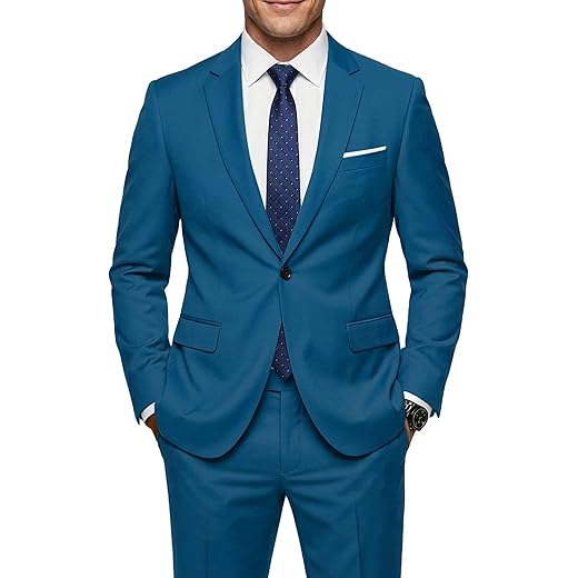 MY'S Conjunto masculino de 2 peças slim fit, calça de um botão com gravata
