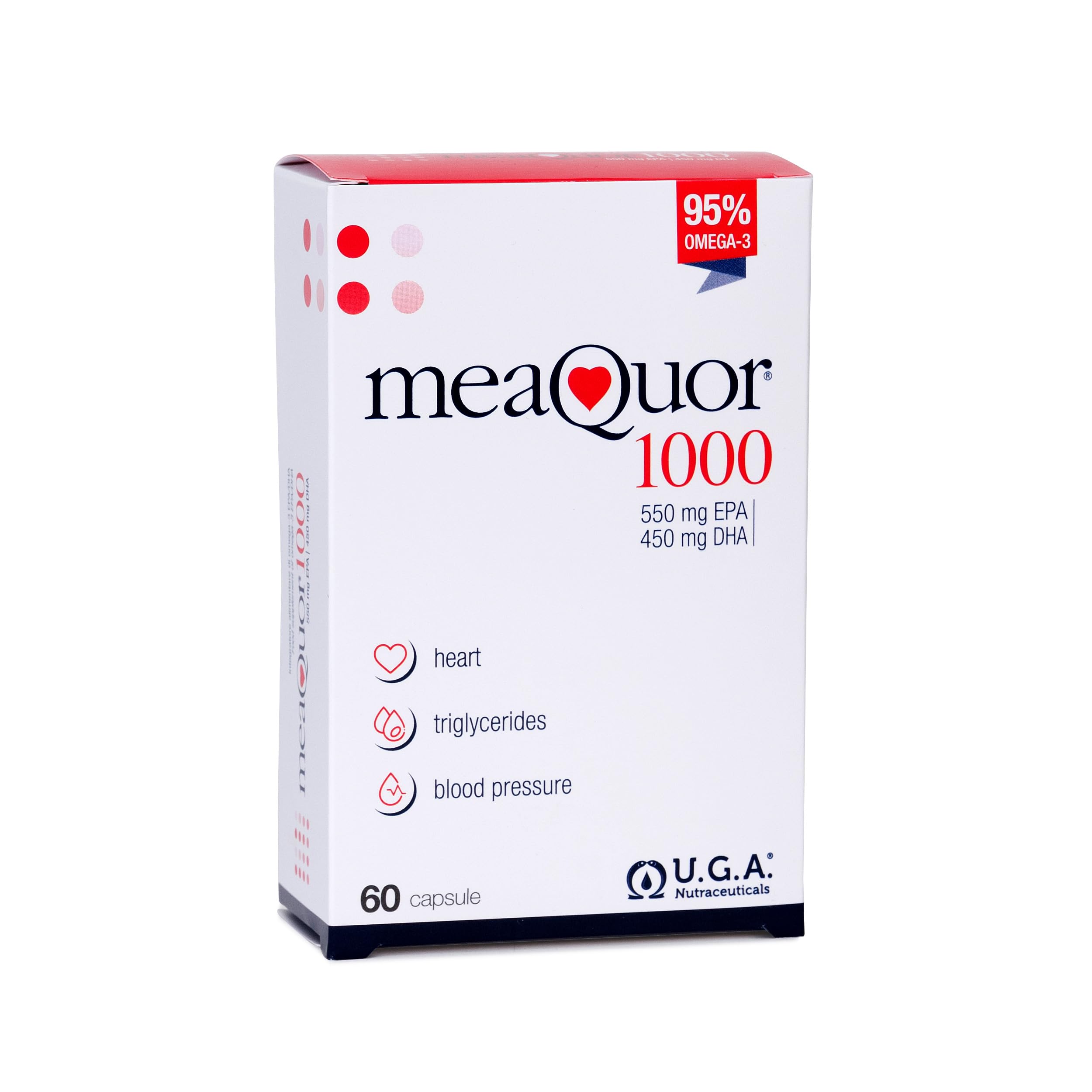 Meaquor 1000 – Fischöl Kapseln mit 95 % Omega 3 Fettsäuren – Nahrungsergänzungsmittel mit EPA & DHA – IFOS-zertifiziert, frei von Schwermetallen & Schadstoffen – 60 Kapseln