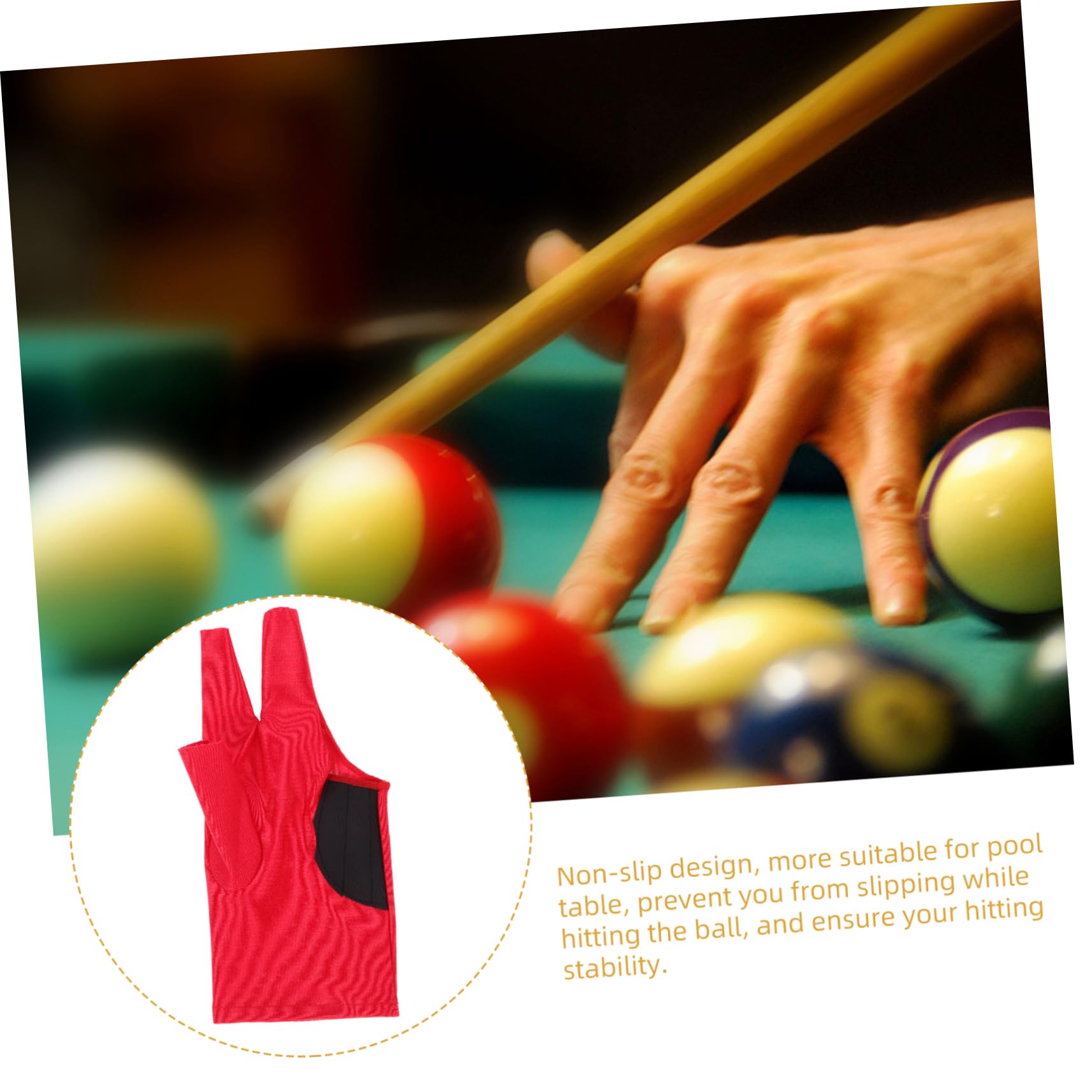 HANABASS Elastic Billiard Gloves Snooker Cue Glove Left Hand Three-Finger Billiards Wear-Resistant Comfortable Protective Table Game Supplies