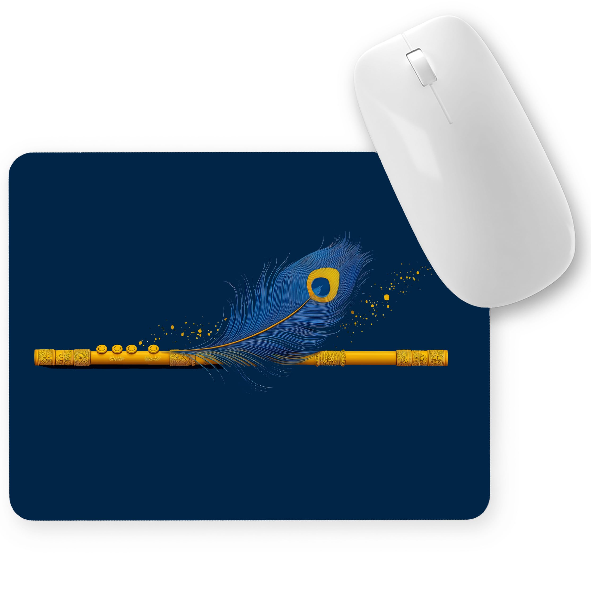 Shiv KIMAR Krishna Flute Mouse Pad with Non-Slip Rubber Base, Waterproof & Durable Desk Mat for Gaming, Office & Students | Small Laptop & PC Pad | 23x18cm-image-12