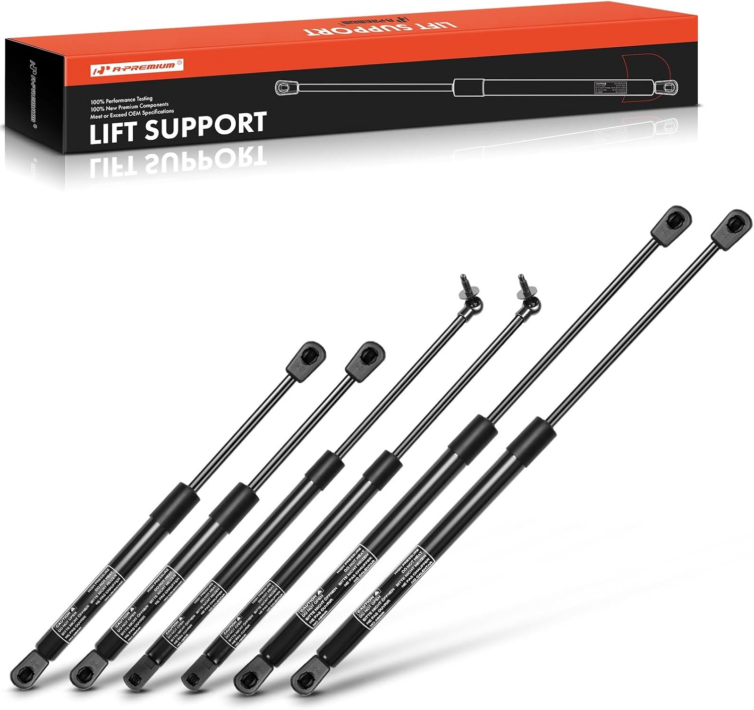 A-Premium Hood Tailgate and Rear Window Lift Supports Shock Struts Compatible with Select Jeep Models - Grand Cherokee WJ 1999 2000 2001 2002 2003 2004 Sport Utility - Replace# 55136764AA(6PC Set)