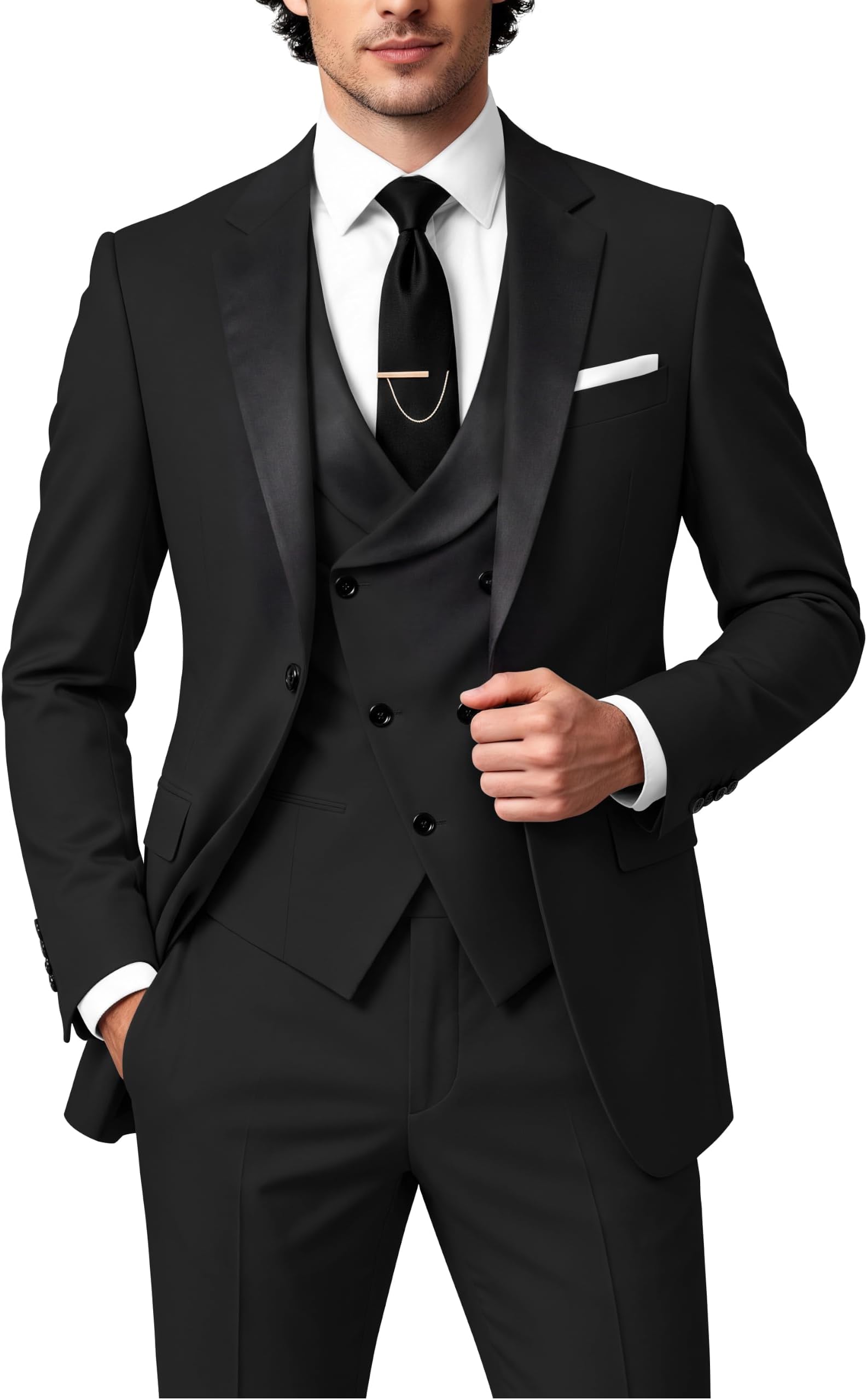 Men’s Slim Fit Blazer Jacket and Pants - 3 Piece Set Suit