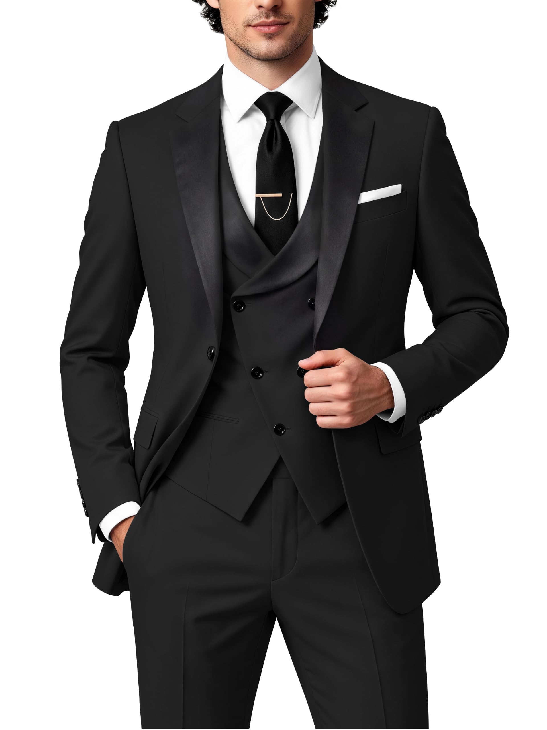 Wangyue Mens Suits 3 Piece Slim Fit Suit for Men Wedding