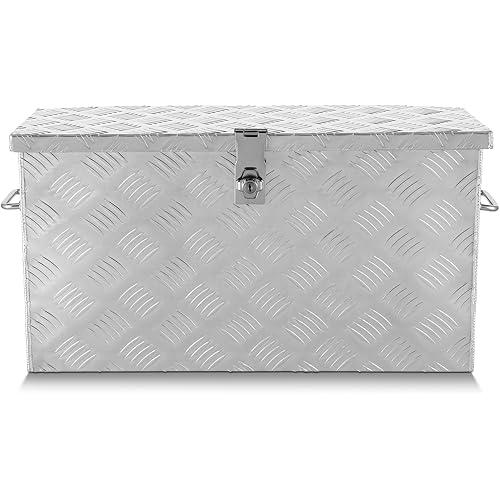 DNA MOTORING Truck Tool Box Lockable Storage Box, Aluminum Tool Box for Bed of Truck, w/Lock & Keys, 27" X 9.4" X 12.6" Silver, TBOX-T5-008-ALU