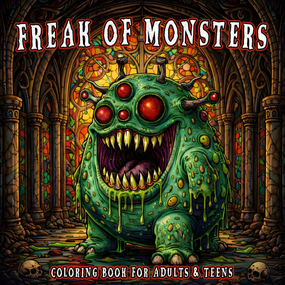 Freak Of Monsters: A Dark & Scary Coloring Book for Adults Features Illustrations of Creepy Monsters and Terrifying Creatures for Relaxation