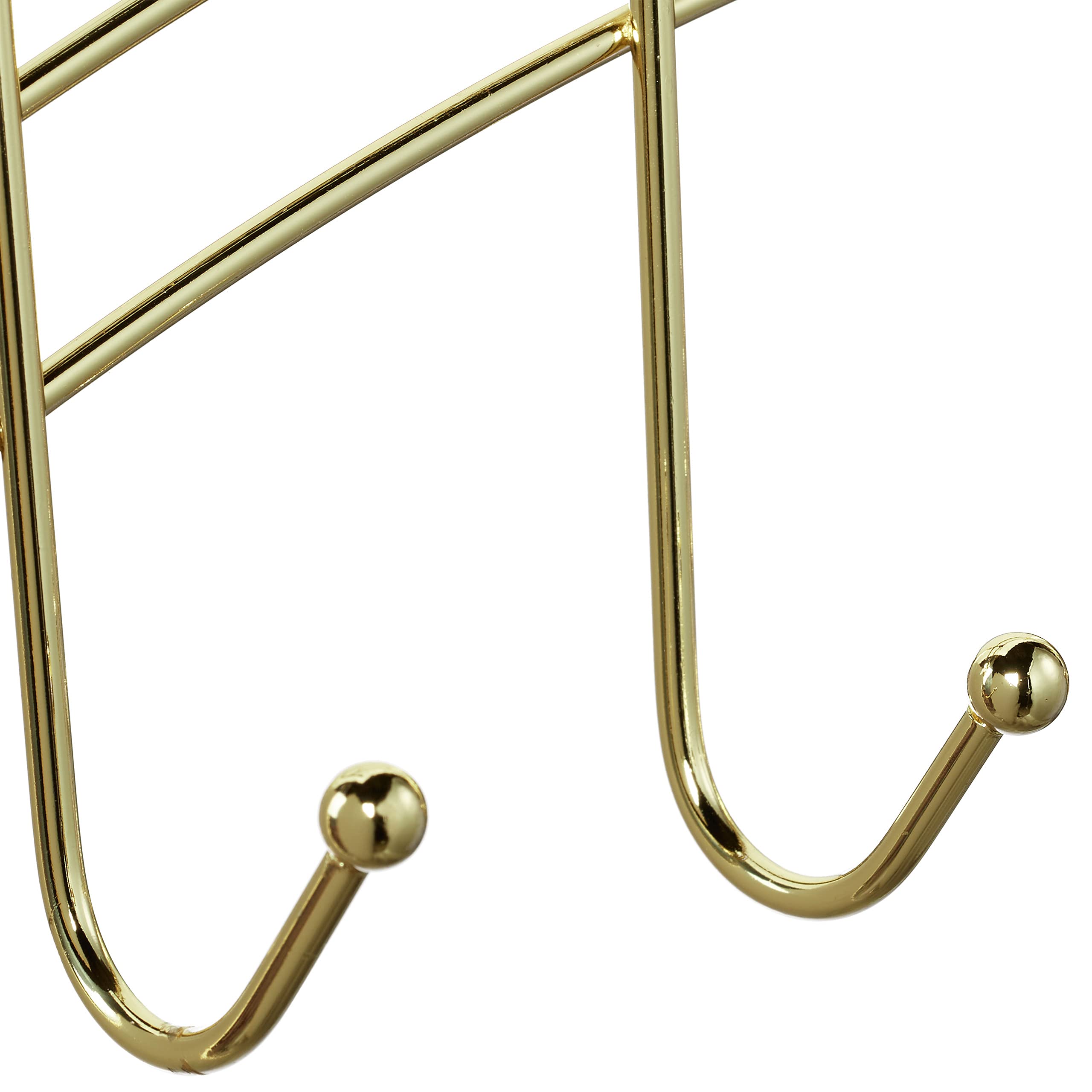 Relaxdays 10 x Percheros Puerta 6 Ganchos, Colgante, Colgador Puerta Pasillo, Dormitorio, Baño, 20 x 40 x 9 cm, Dorado