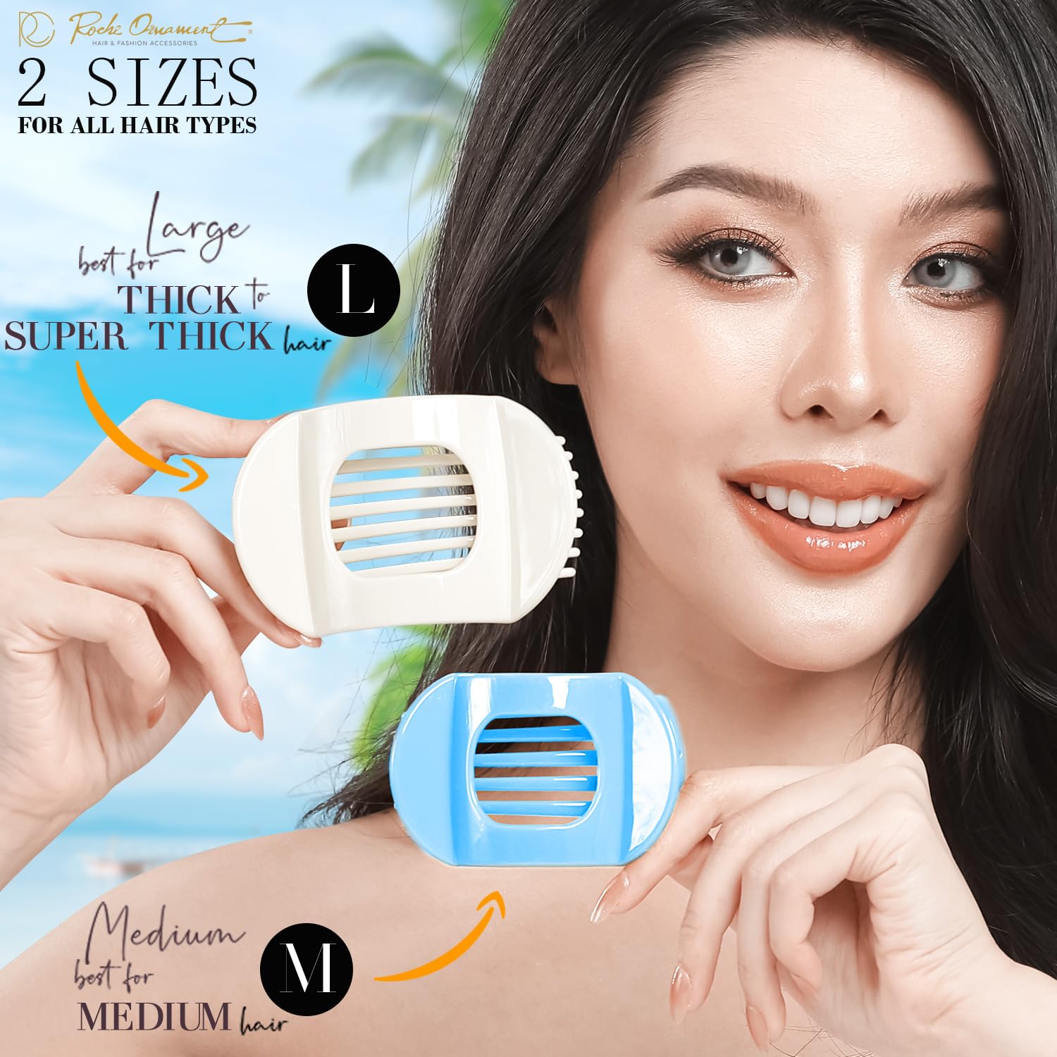 RC ROCHE 6 Pcs Flat Claw Hair Clips for Women Thick Hair French Round Duckbill Square Secure Strong Hold Grip Clamps Barrettes Curved No Slip No Crease Styling Cute Extra Jumbo XL - Image 4