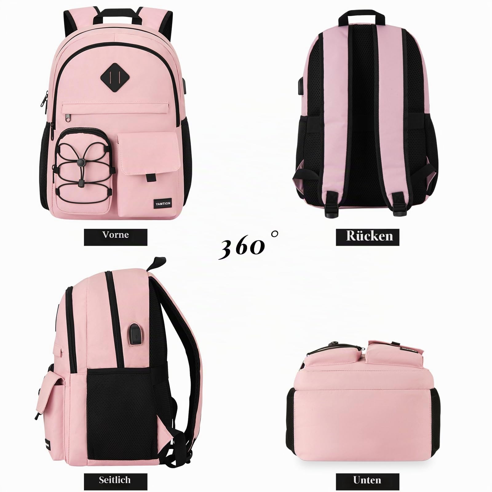 YAMTION Schulrucksack Mädchen Teenager Schulranzen Frauen für Schule Uni,Rucksack Laptop Damen für Reise Studium Business