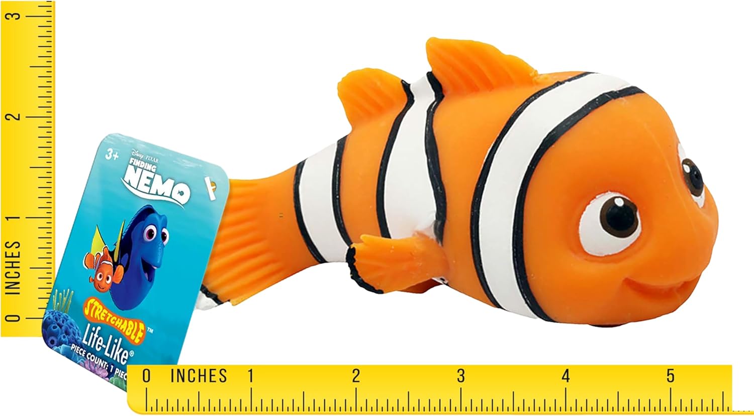 JA-RU Disney Stretchy Toys Nemo Figures Squish & Pull Toys. 1 (Unit) Finding Nemo Calming Fidget Toy, Stress Toys, Birthday Gifts for Kids, Boys & Girls. W/ Ball C-6900-1T