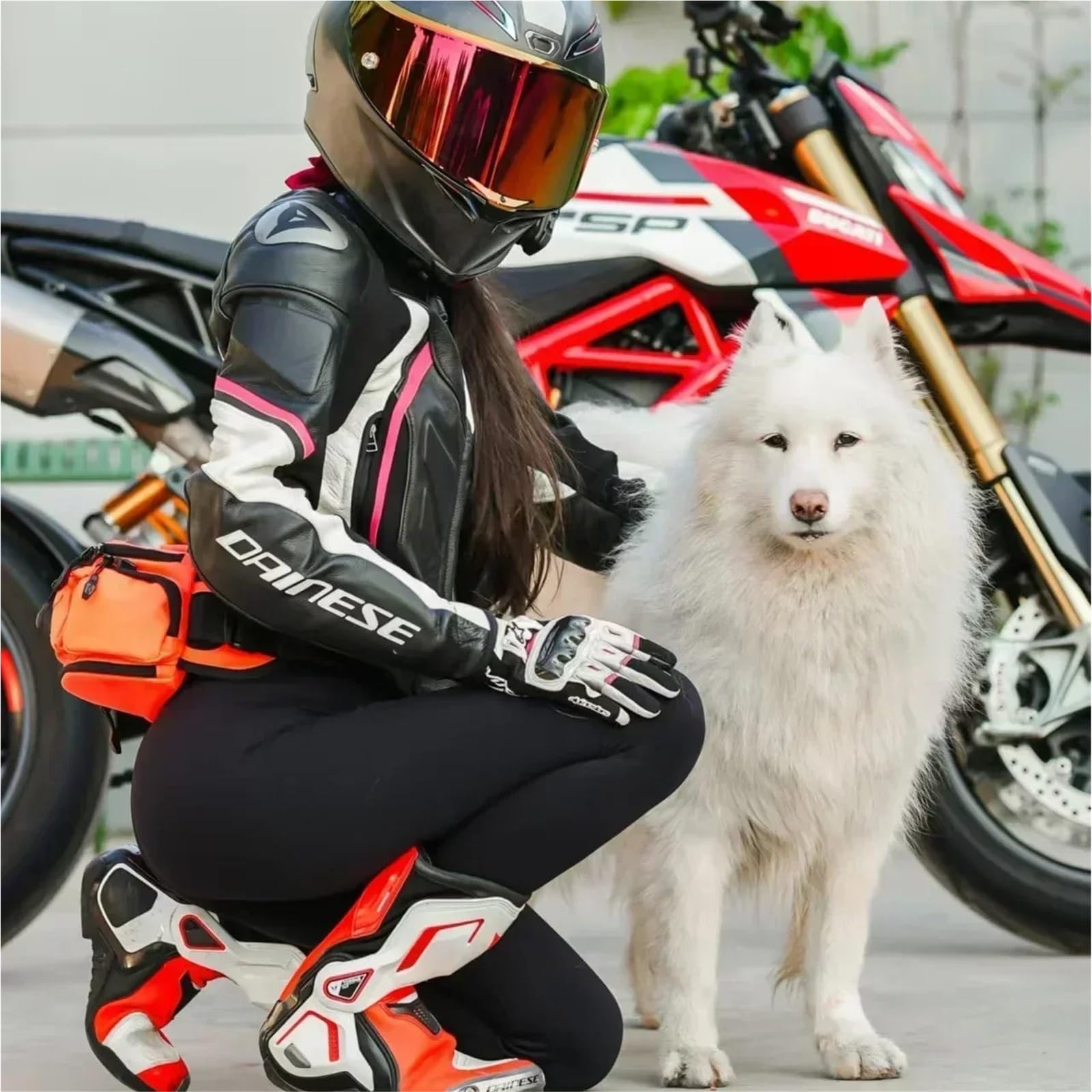 Bolsa Pierna Moto Riñonera Impermeable for Motocicleta, for Hombre y Mujer, Ideal for Carreras de Motos, for la Pierna, for Montar en Moto(White)