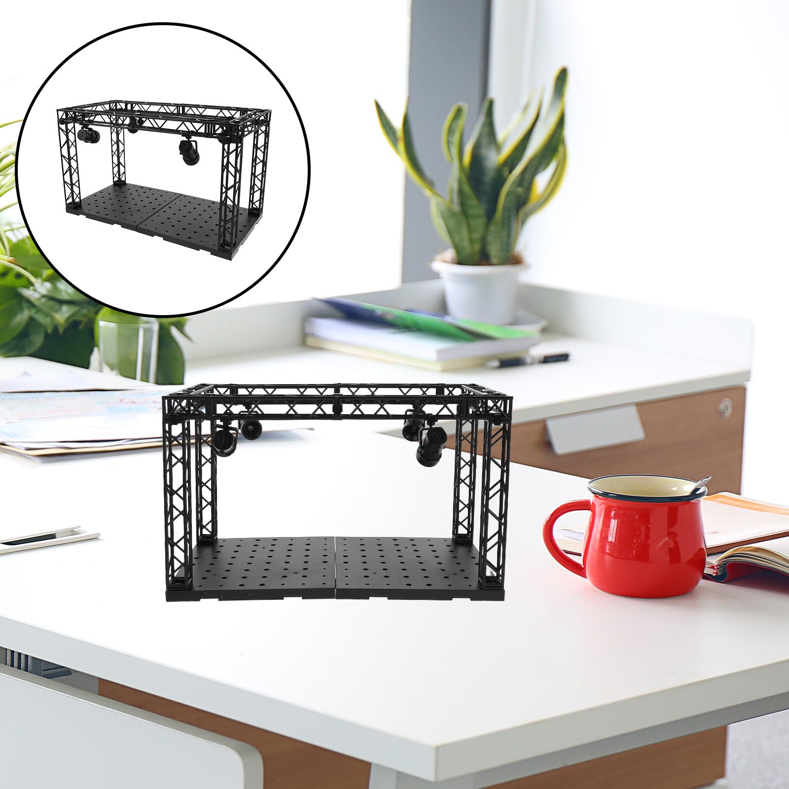 EXCEART Vitrina para Figuras de Colección Iluminación Colorida y Resistente al Polvo, Hecha de Plástico Negro, Adecuado para Exhibir en Escritorio o Dormitorio