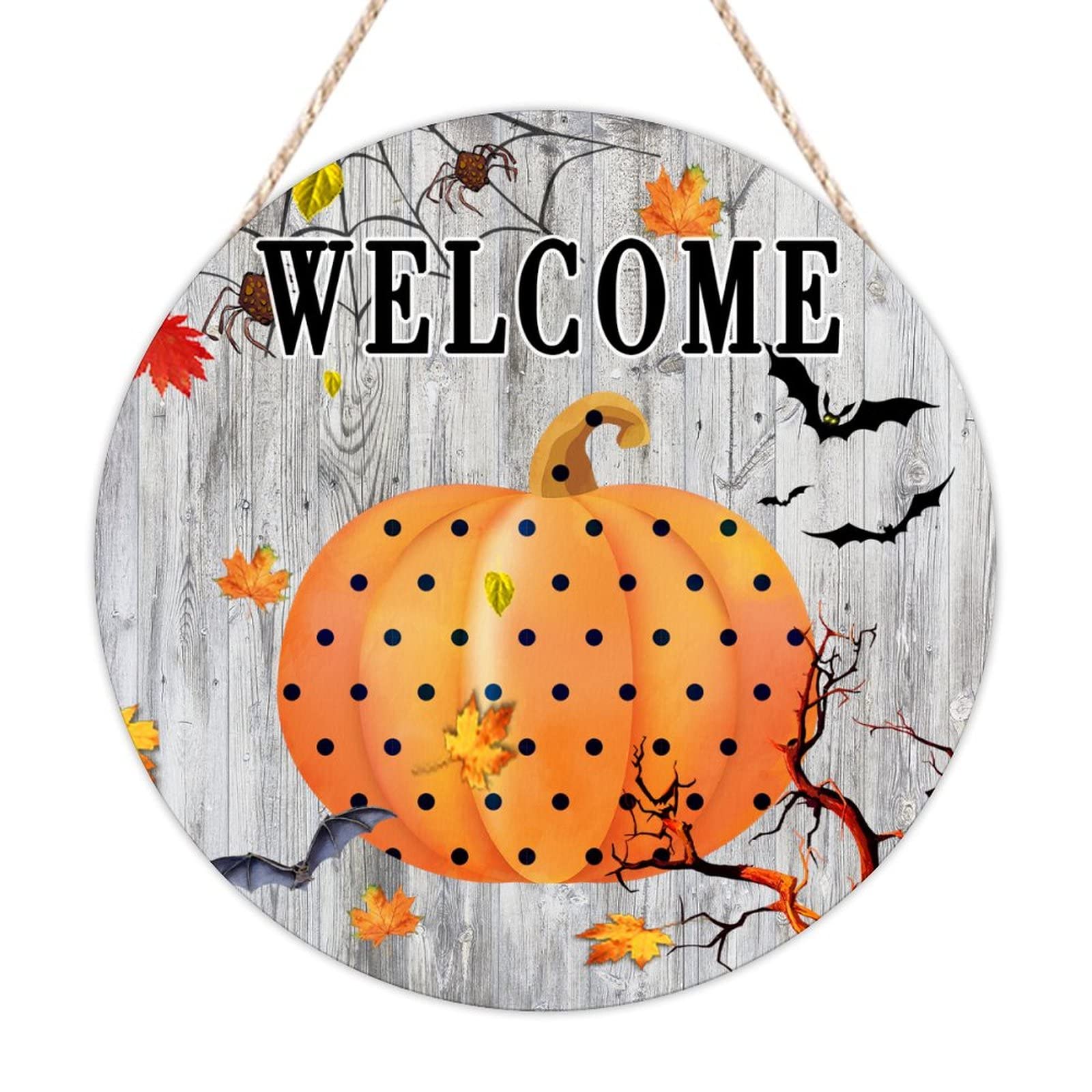 Panneau Halloween en bois avec crochet : décoration murale citrouille facile à suspendre