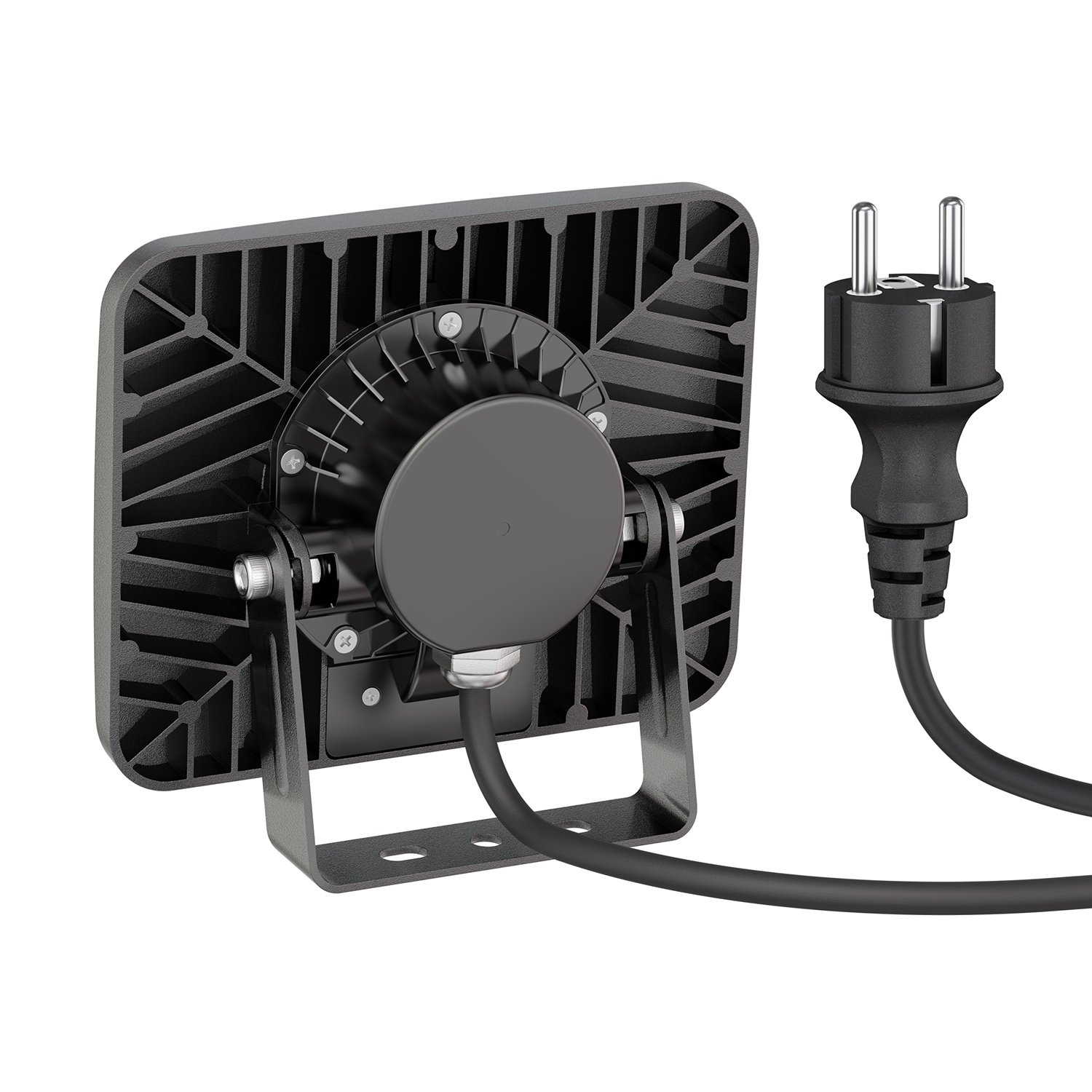 ledscom.de 2x Reflektor ogrodowy LED WEGA do zastosowań zewnętrznych, IP44, wtyczka, czarny, 29,6 W, 2361 lm, ciepła biel