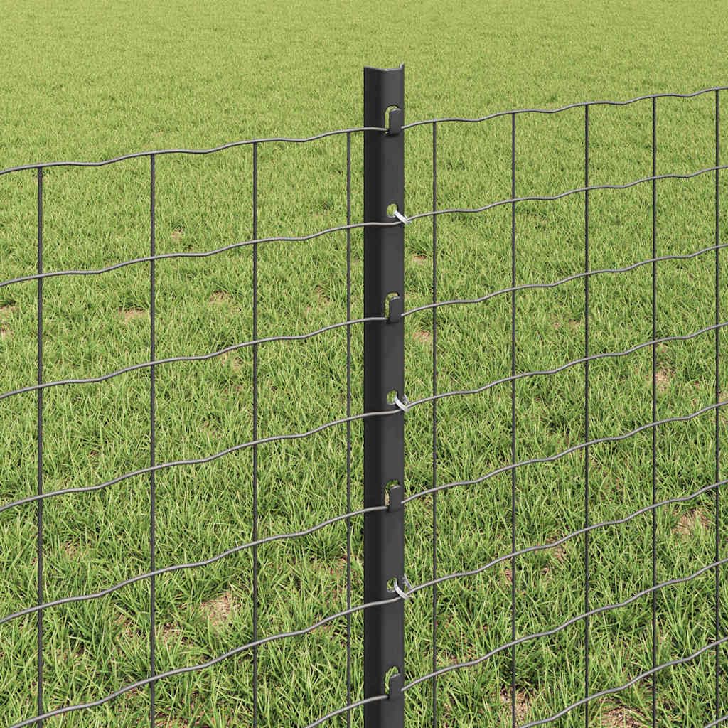 44 pali per recinzione, 100 cm, grigio, in acciaio verniciato a polvere, per giardino e terrazza