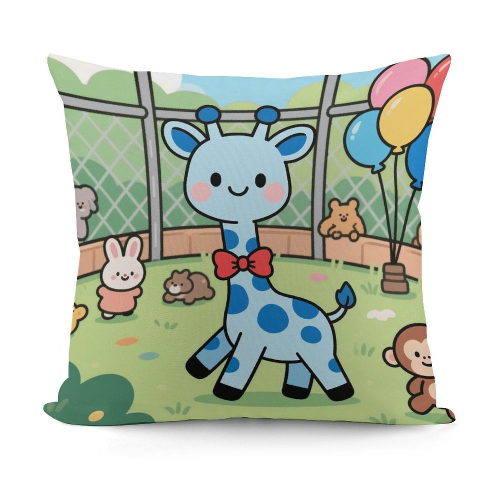 VstaDank Cute Giraffe Pillow Cover with Invisible Zipper Square Throw Pillowcase Plush Couch Sofa Pillow Case 18x18 Inch Decorative Throw Cushion Covers for Sofa Living Pillowcover