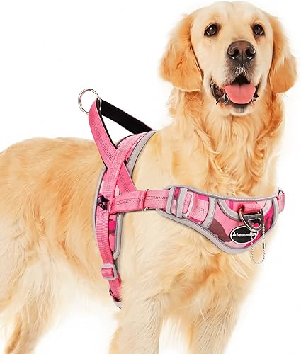 ADVENTUREMORE Arnés para perros grandes, antitirones, arnés deportivo tipo halter reflectante transpirable chaleco para perro a prueba de escapes