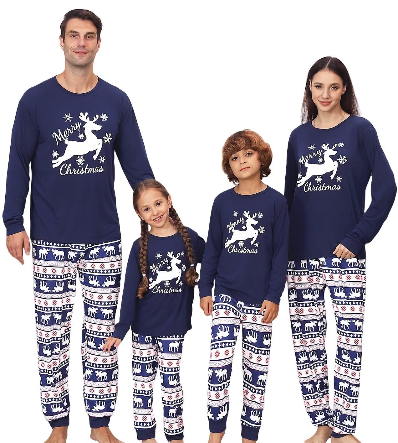 YEAXLUD Pijamas de Navidad divertidas a juego para la familia, conjuntos de ropa de dormir para mujeres, parejas, hombres, adultos, damas