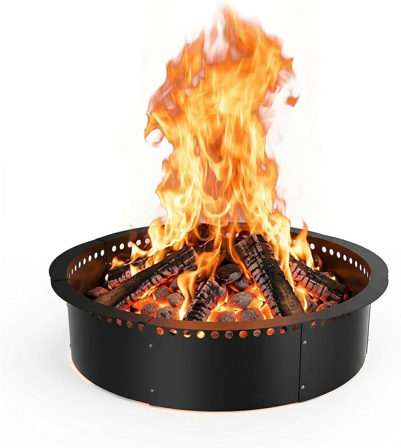 Smokeless Fire Pit Ring, 52 inch Outer/48 inch Inner Outside Fire Pit, Heavy Duty Large Solid Metal Steel Round Firepit Rim Insert for Outside Wood Burning, DIY Campfire Ring
