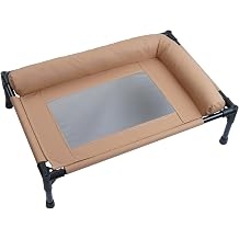 Breathable Dog Bed Outdoor Cooling Pet Bed with L Shaped Pillow Steel Frame Chew Resistant Washable for Medium High Bed with L Shaped Pillow