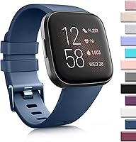 Vista 3 de 3 Pack Soft TPU Bands Compatible with Fitbit Versa, Elastomer Replacement Wristband Sports Waterproof Strap for Versa 2 Smart Watch Women Men