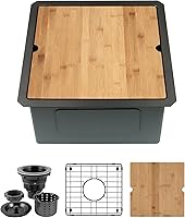 Vista 1 de Fregadero de barra negro, fregadero de cocina negro de montaje inferior de 15 pulgadas, fregaderos de cocina de 15 x 15 x 10 pulgadas, fregadero