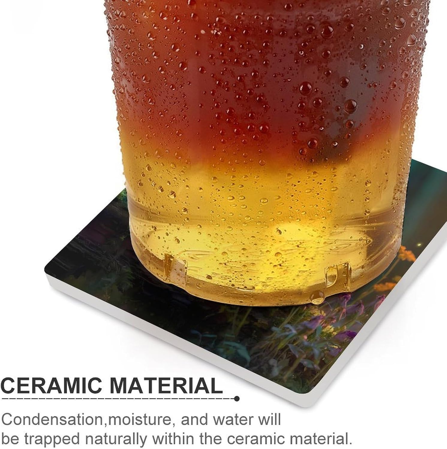 Cute Owl Butterfly Coaster for Drinks Square Ceramic Table Coasters Stone Mat Crafts 6PCS Home Kitchen Decor