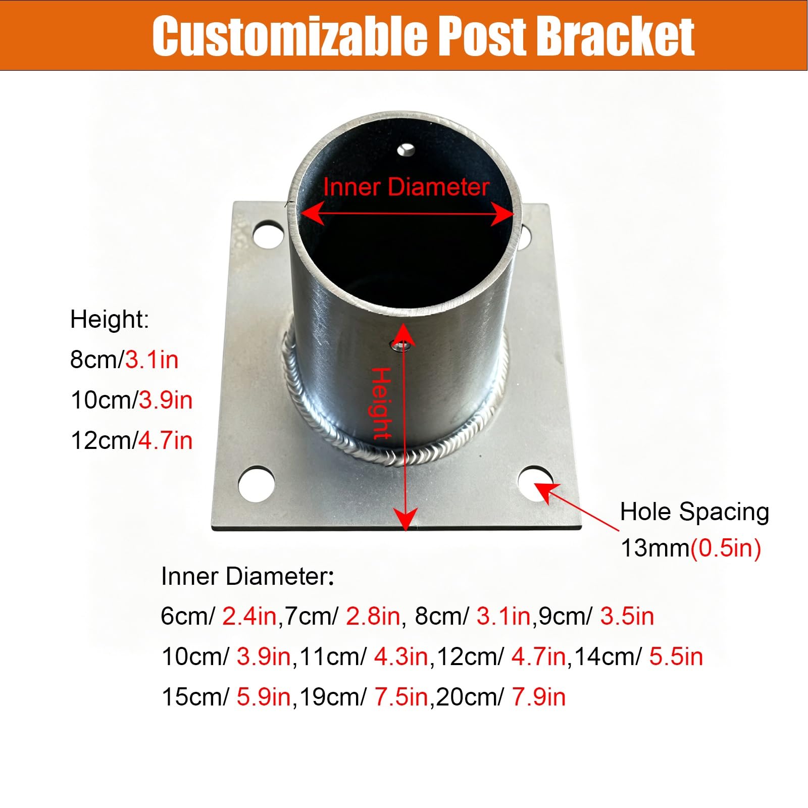 Soporte Estabilizador Para Poste De Señalización Vial | Anclaje De Soporte Personalizable Para Unión De Cemento A Madera(2 pcs,ID 3.1in/8cm H 3.1in/8cm)