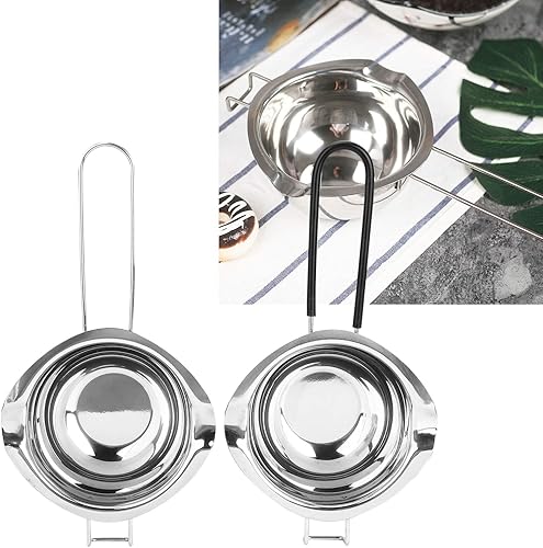 Miniatura 5 de Paquete de 2 ollas dobles de acero inoxidable, olla de fusión de chocolate, kit de herramientas para hacer caramelos, cera para derretir chocolate,