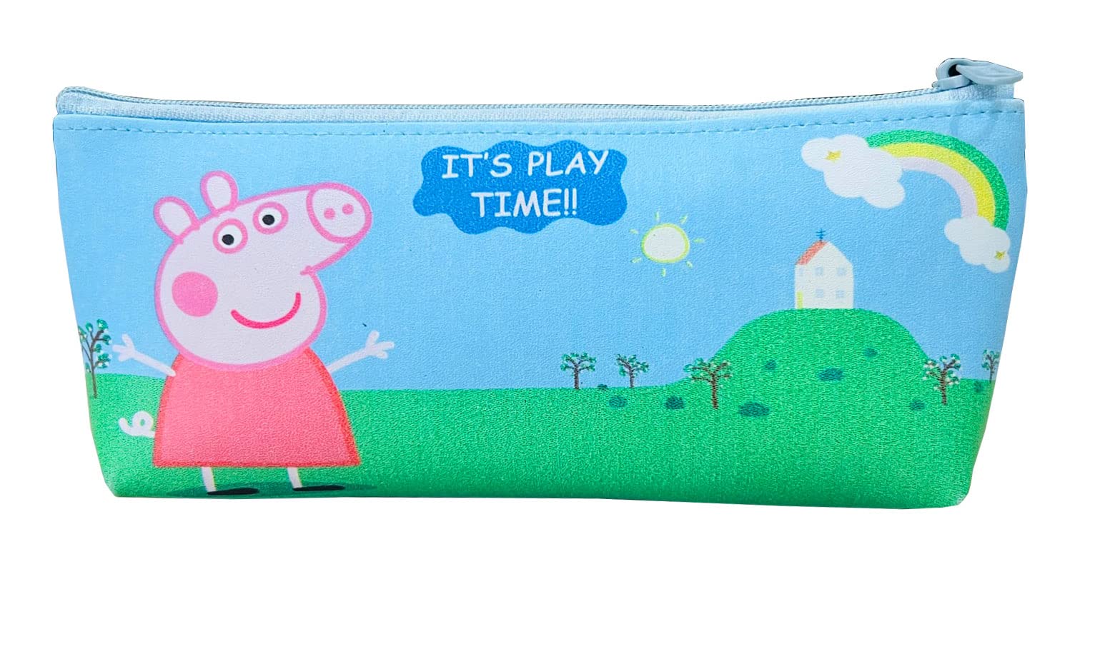 KOBBET Leather Peppa Pig Pencil Pouch For Boys Kids Pencil Case Stationery Pouch Storage Bag For Kids School Cartoon Printed Travel Pouch,Cosmetic Pouch,Makeup Pouch Best Gift Set (1 Pc)-Blue