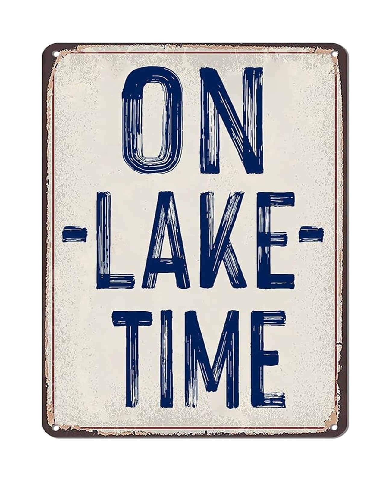 NWPNLXEA On Lake Time Tin Sign Rustic Cabin Wall Decor for Lake House Porch or Living Room (8 X 12 in)