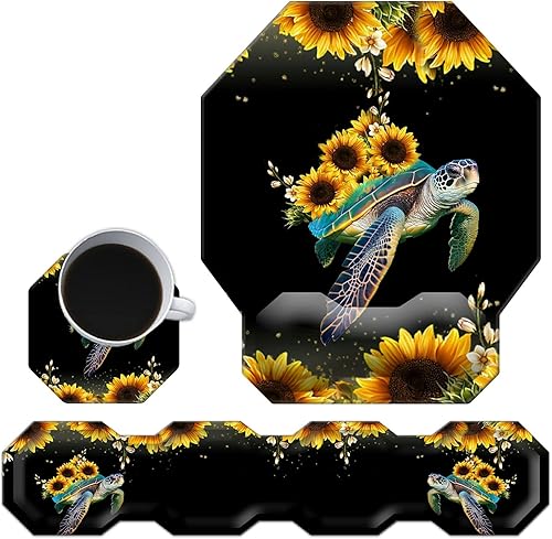 Alfombrilla de mouse con soporte de muñeca + almohadilla de muñeca para teclado + alfombrilla de mouse para juegos + bonitos posavasos juego de 4