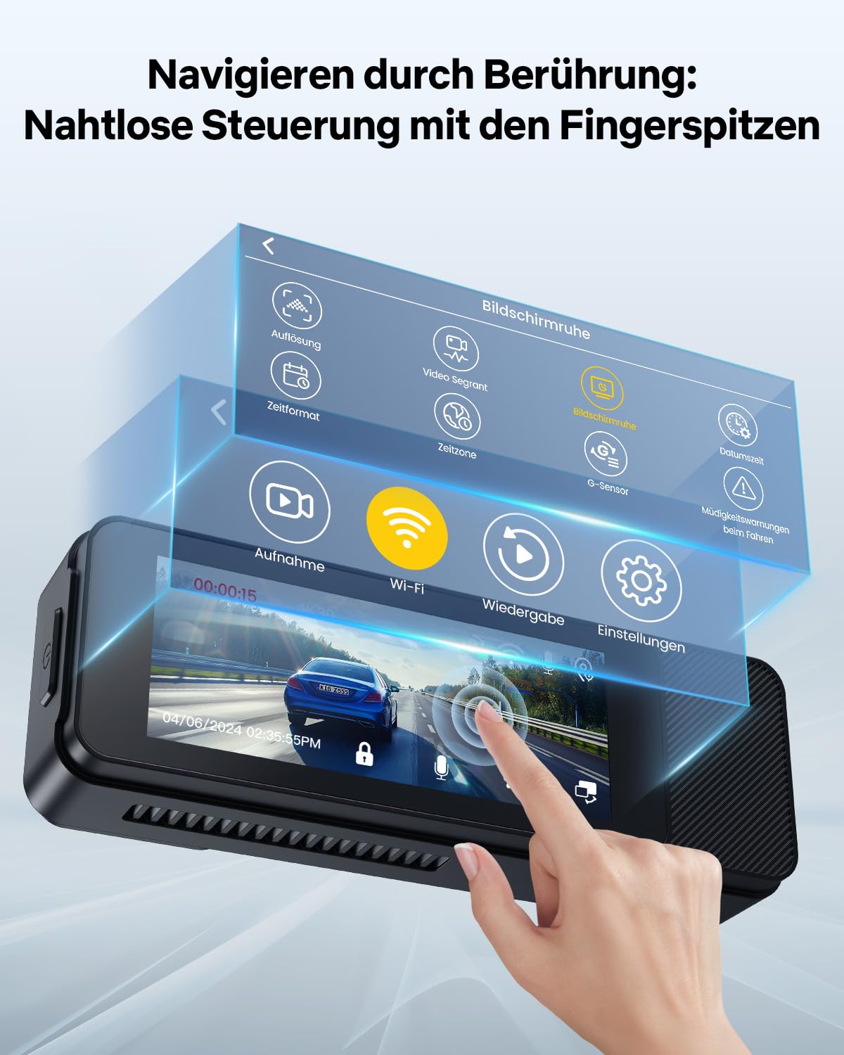 GKU Dashcam Auto Vorne Hinten, 4K/2,5K mit Touchscreen 3,18 Zoll, GPS 5G Wi-Fi Dash Cam, Dual Auto Kamera,64GB SD Karte,Parküberwachung,WDR,170° Weitwinkel,G-Sensor,Loop-Aufnahme,Max 256GB