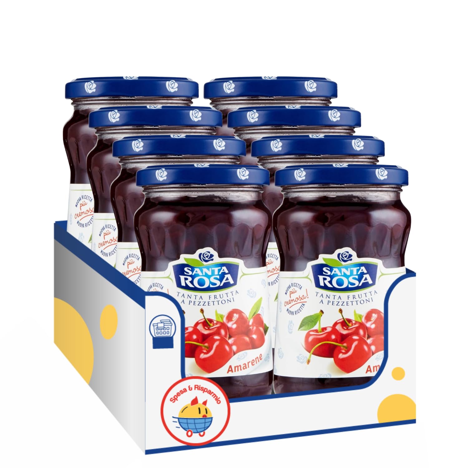 Confettura di Amarene 350 g – Marmellata con Frutta a Pezzettoni Ideale per Colazione e Dolci – Variazioni 4/8/12 Pezzi (12 PEZZI)
