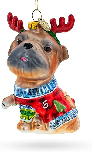 Miniatura 1 de Pug with Antlers - Adorno de Navidad de cristal